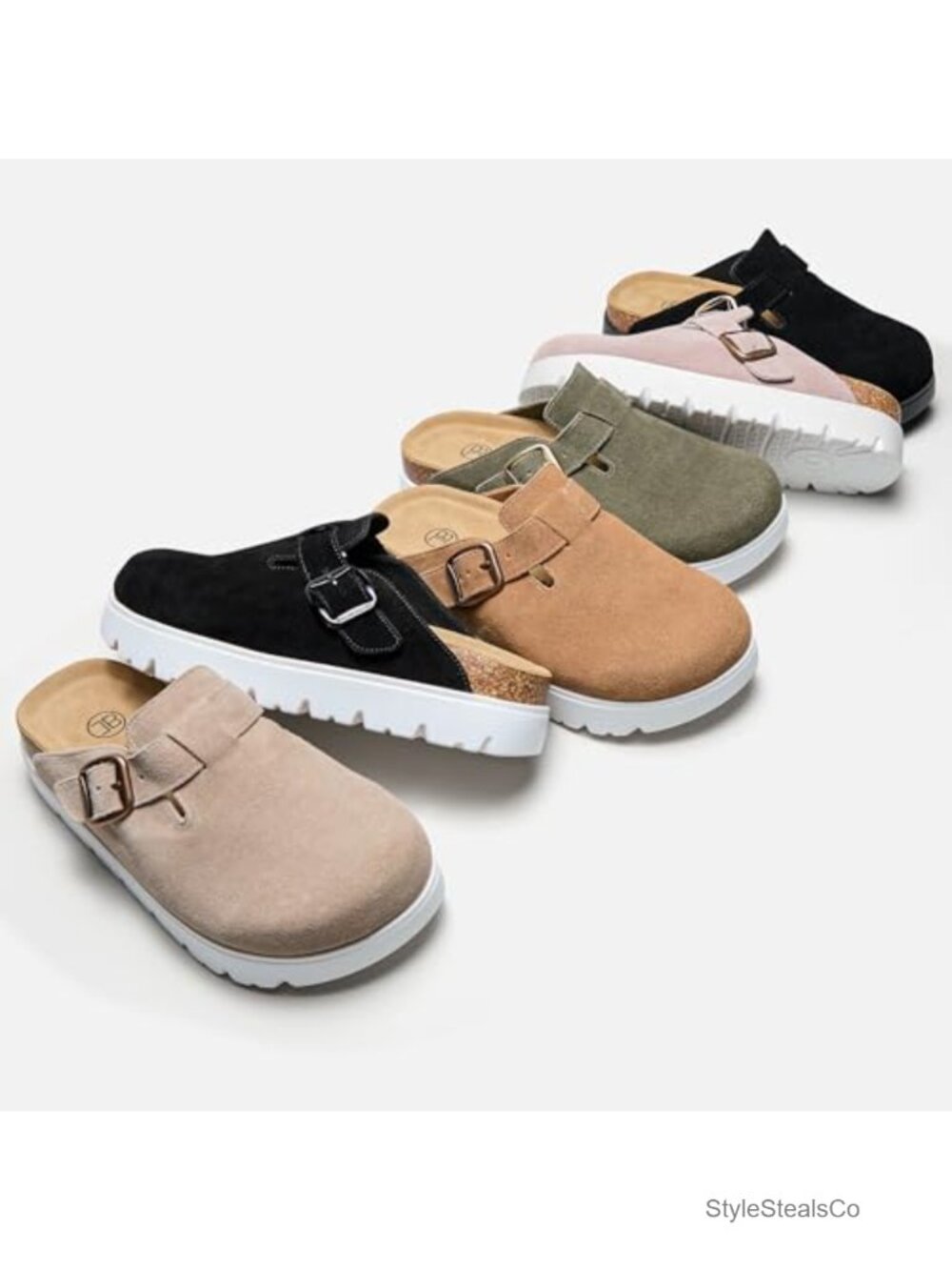 Suede Clogs Non-Slip Slip-On Mules Platform Sandals Arch Support Adjustable - Picture 5 of 6
